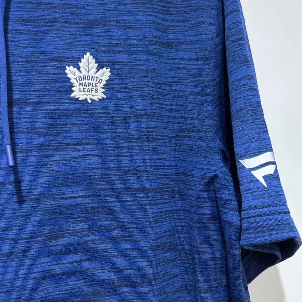 Toronto maple leafs Blue Hooded Short-Sleeve Athletic Shirt - Picture 2 of 5